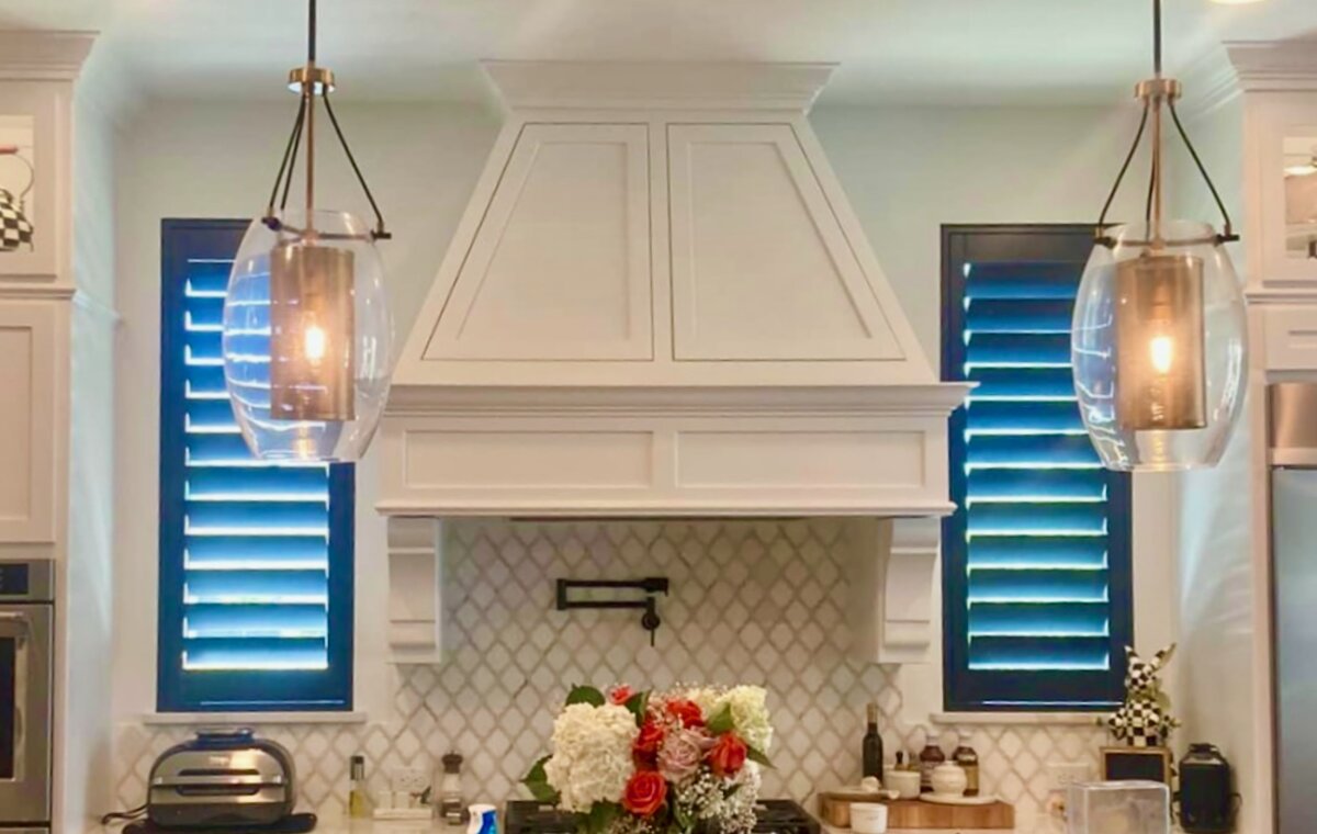 Custom hardwood plantation shutters installed on a Dallas–Fort Worth home
